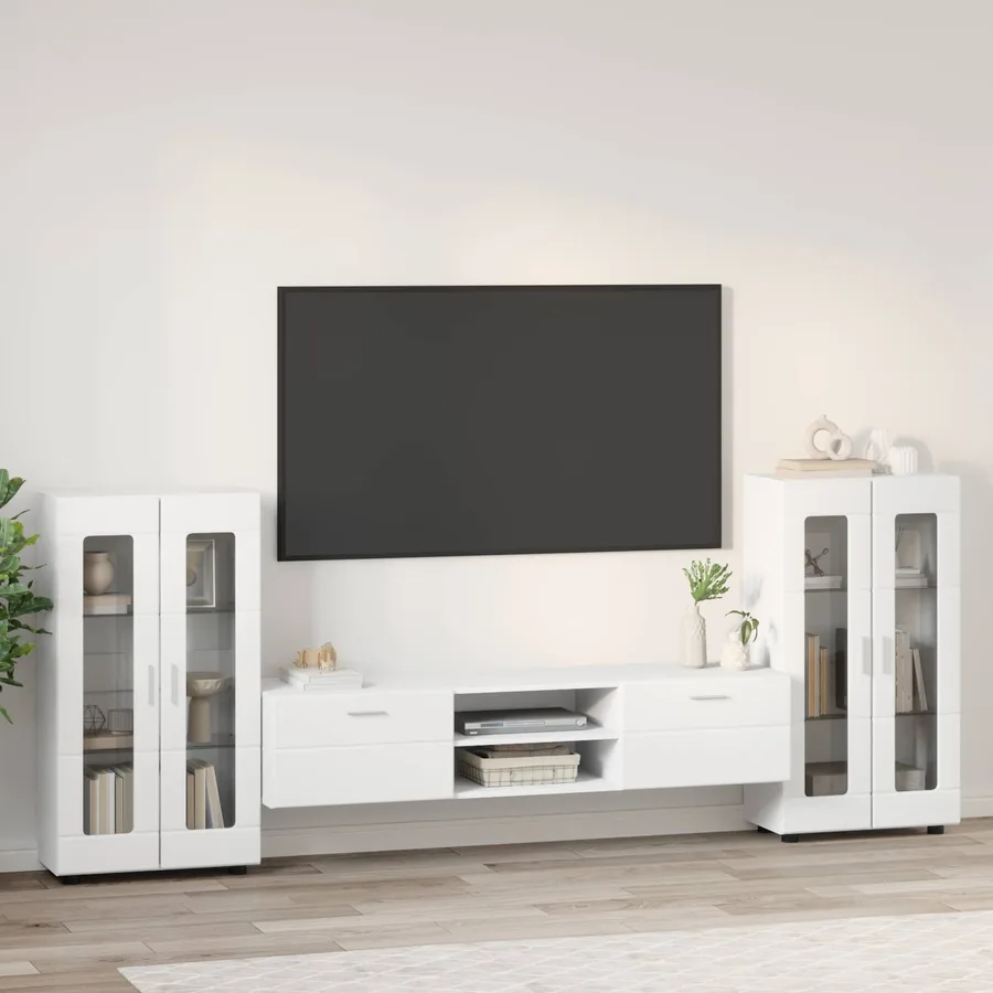 Ensemble meuble TV FLORIN 3 pcs Blanc Bois d'ingénierie - 4