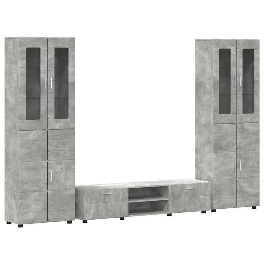 Ensemble meuble TV FLORIN 3 pcs Gris béton Bois d'ingénierie - 2
