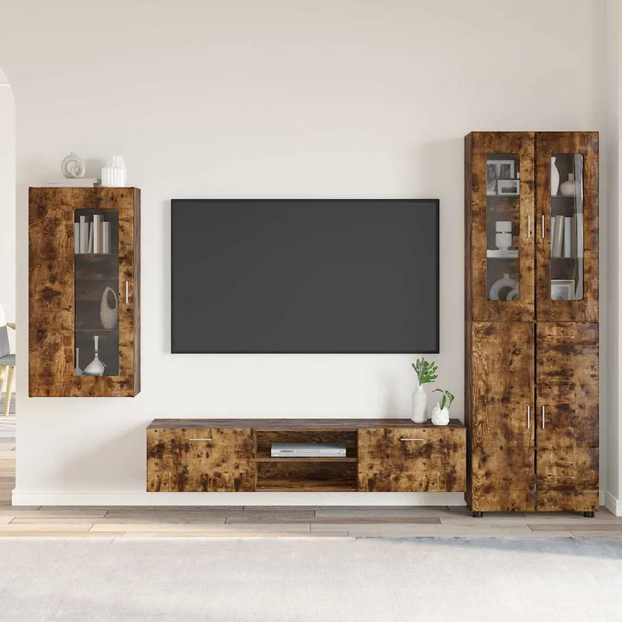 Ensemble meuble TV FLORIN 3 pcs Chêne fumé Bois d'ingénierie