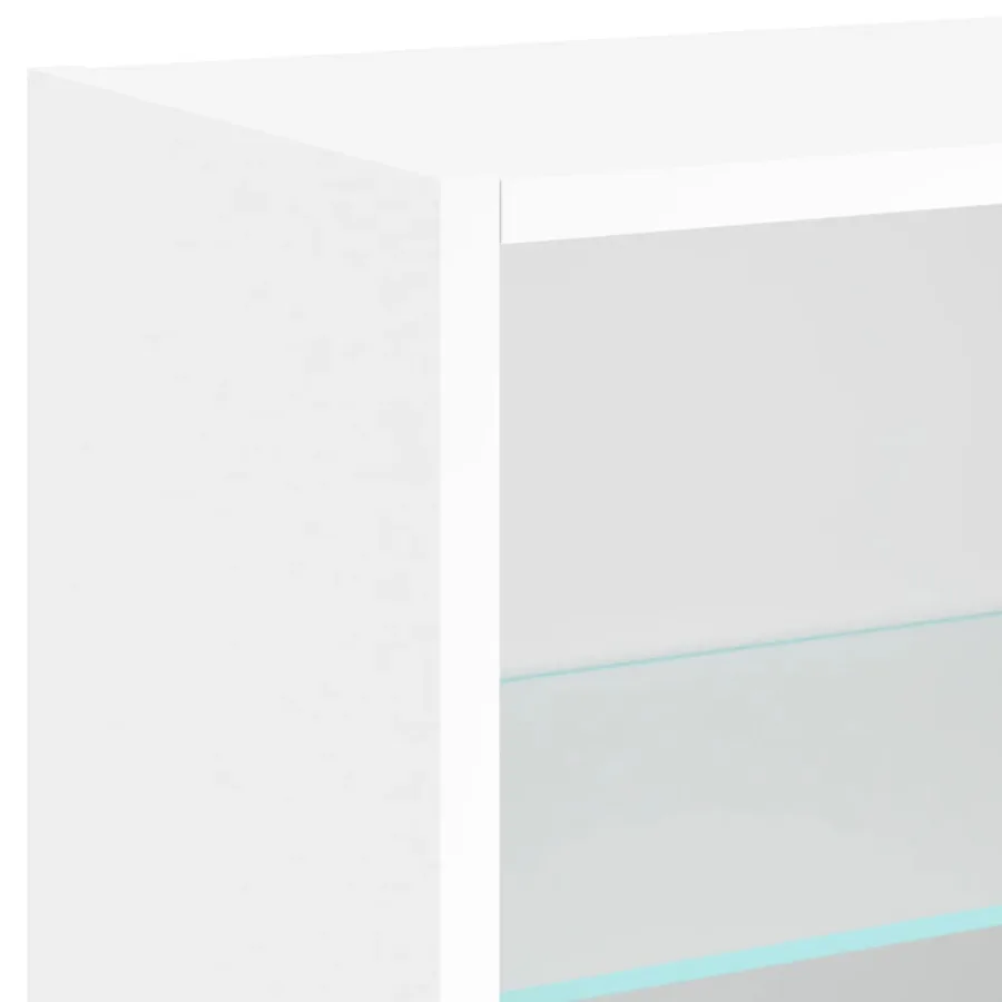Table de chevet murale avec lumières LED blanc - 8