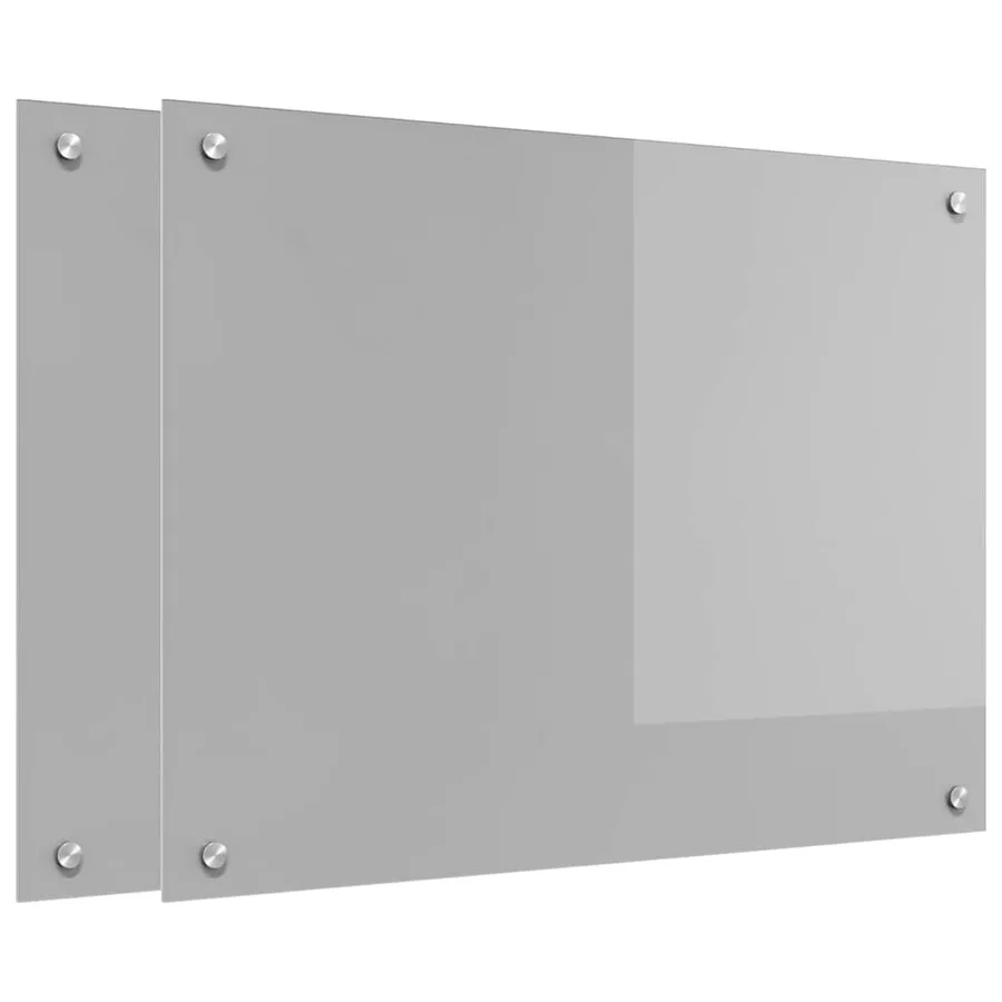 Crédence de cuisine 2 pcs Gris clair 80 x 60 cm verre trempé - 2