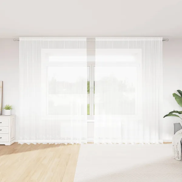 Rideau en Dentelle Floral Blanc 300 x 300 cm Polyester