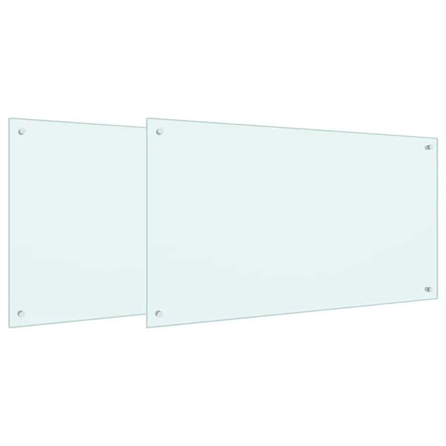 Crédence de cuisine 2 pcs Blanc 100 x 60 cm verre trempé - 2