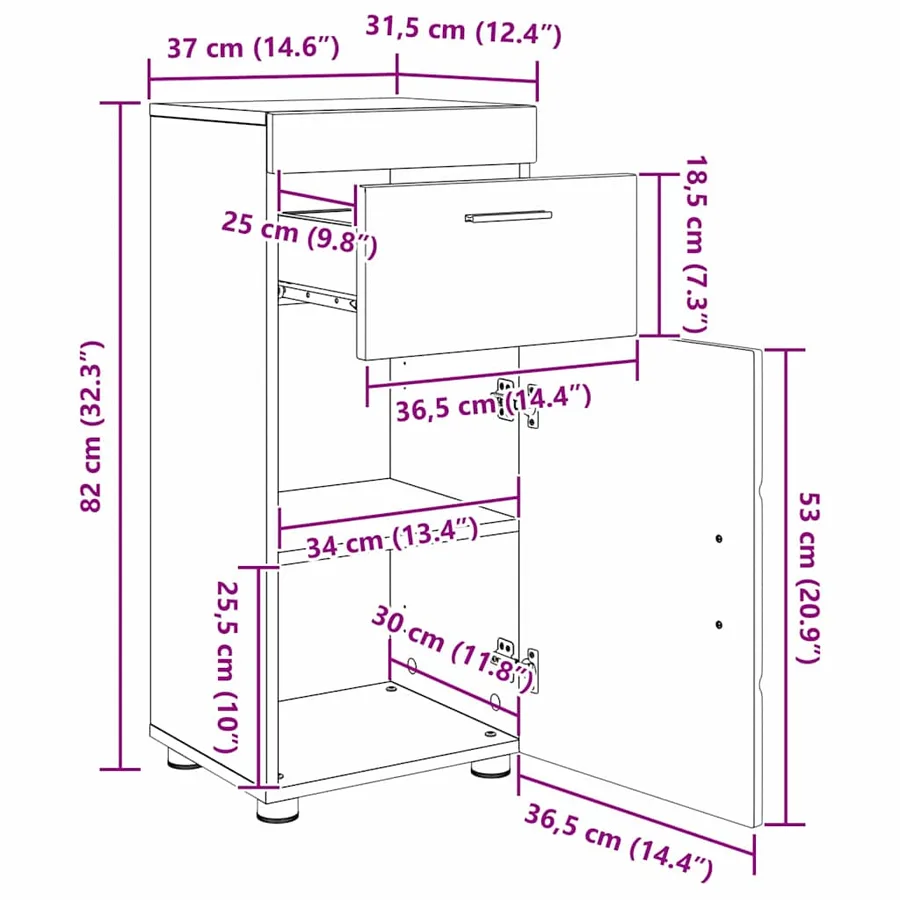 Ensemble de mobilier de salle de bain TULUM Gris Sonoma - 8