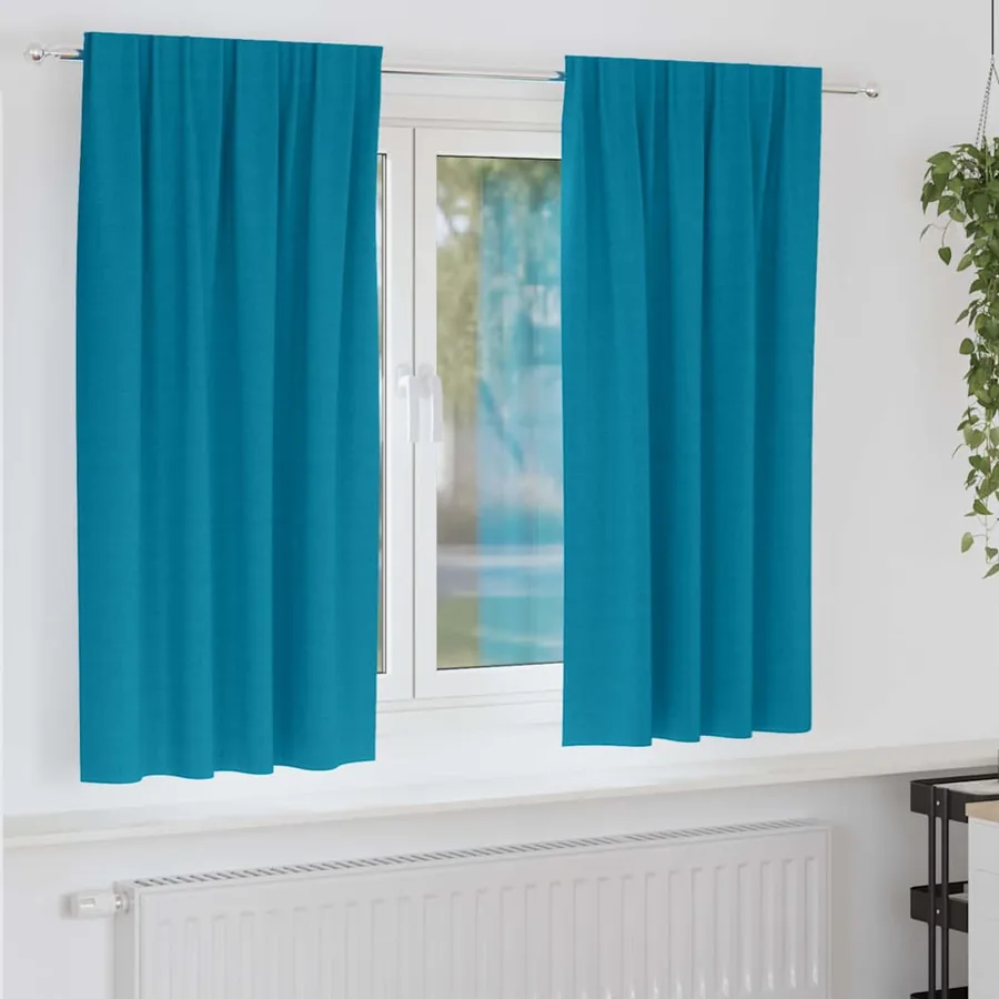 Rideaux occultants avec anneaux 2 pcs Turquoise 175 x 140 cm