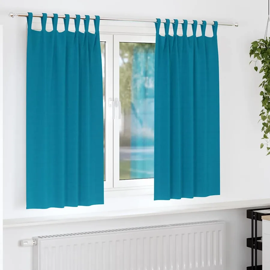 Rideaux occultants avec anneaux 2 pcs Turquoise 175 x 140 cm