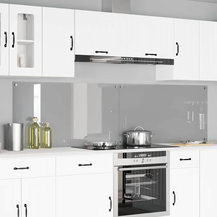 Crédence de cuisine 2 pcs Gris clair 110 x 60 cm verre trempé