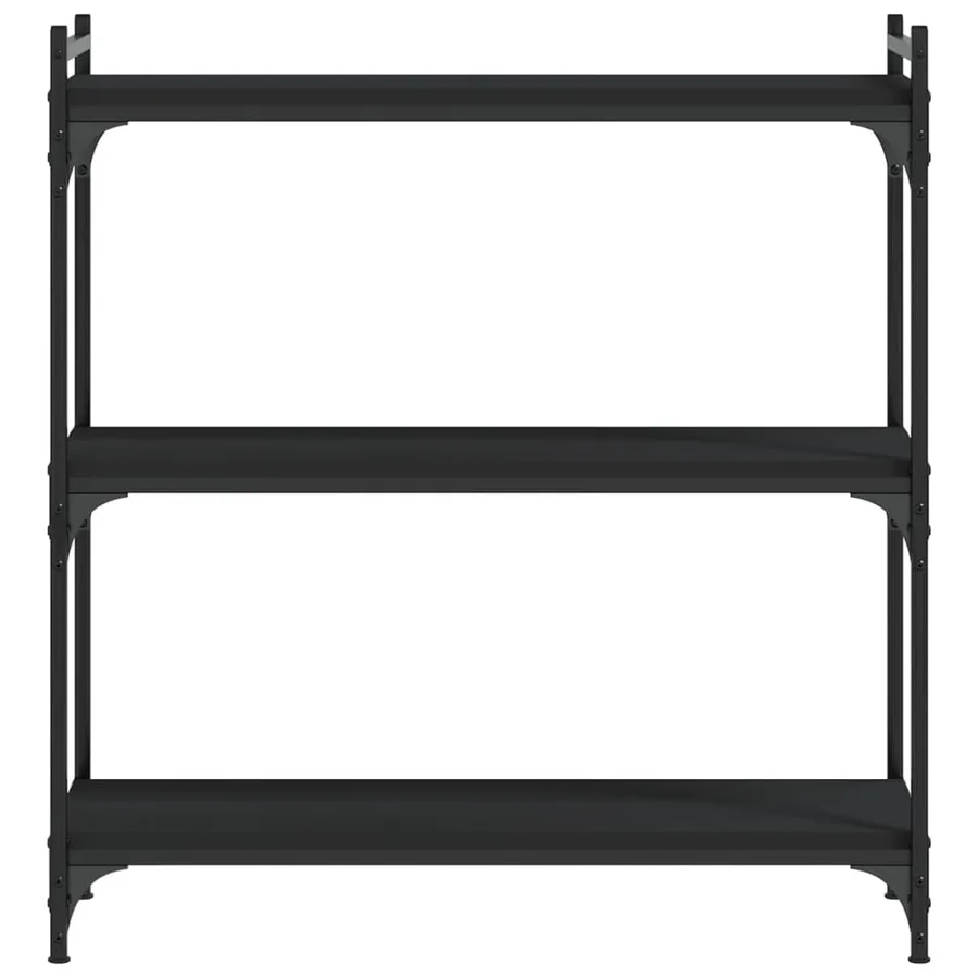 Bibliothèque à 3 niveaux noir 80x30x86 cm bois d'ingénierie - 4