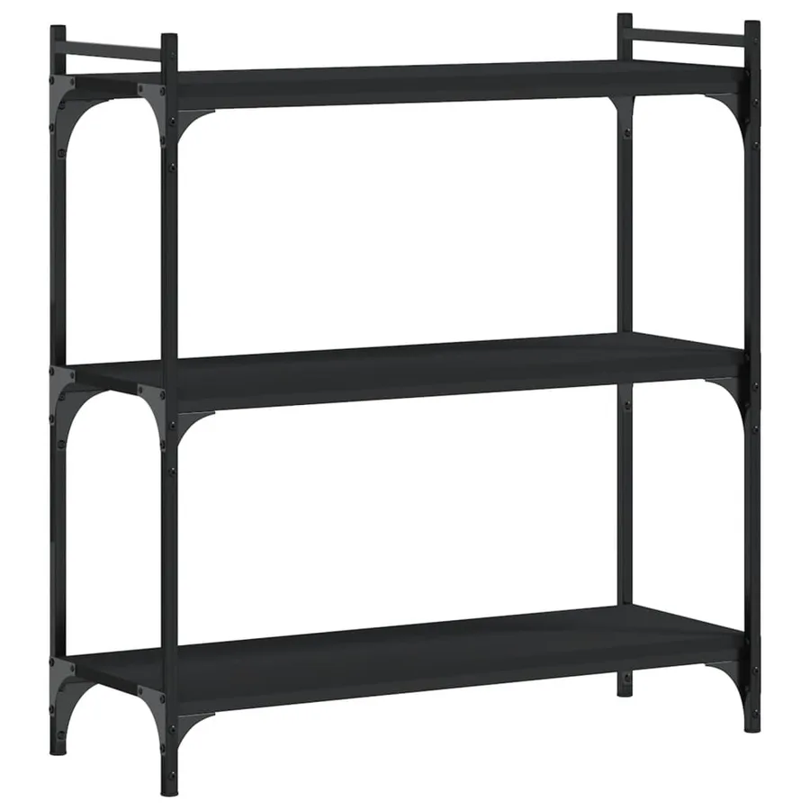 Bibliothèque à 3 niveaux noir 80x30x86 cm bois d'ingénierie - 6