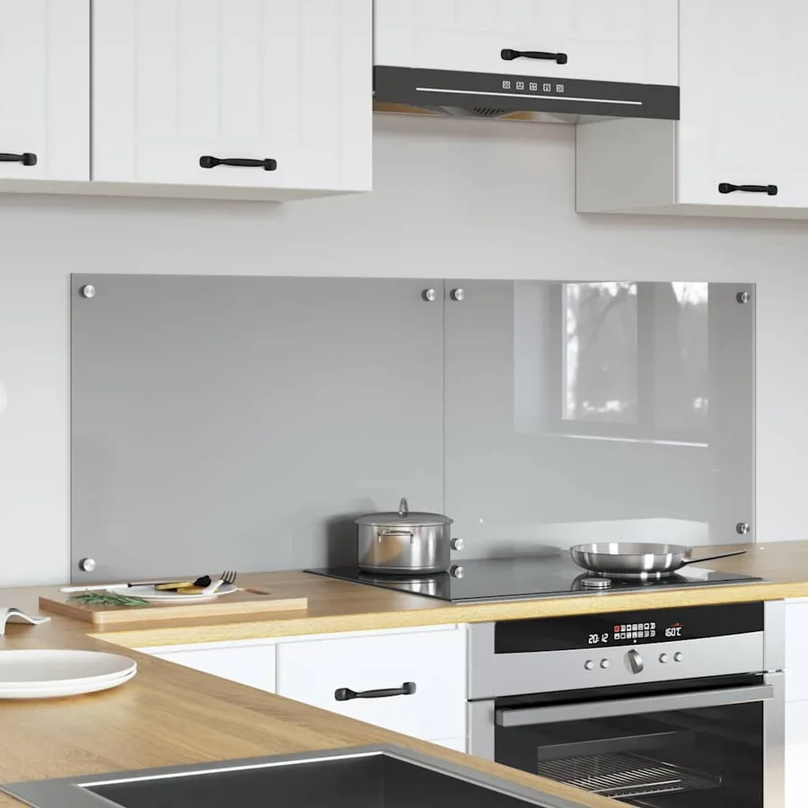 Crédence de cuisine 2 pcs Gris clair 70 x 50 cm verre trempé - 3