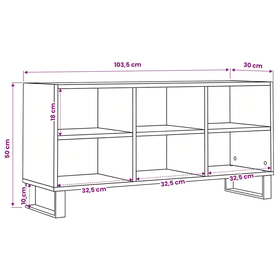 Meuble TV Bois Ancien 103,5 x 30 x 50 cm Bois d'ingénierie - 10