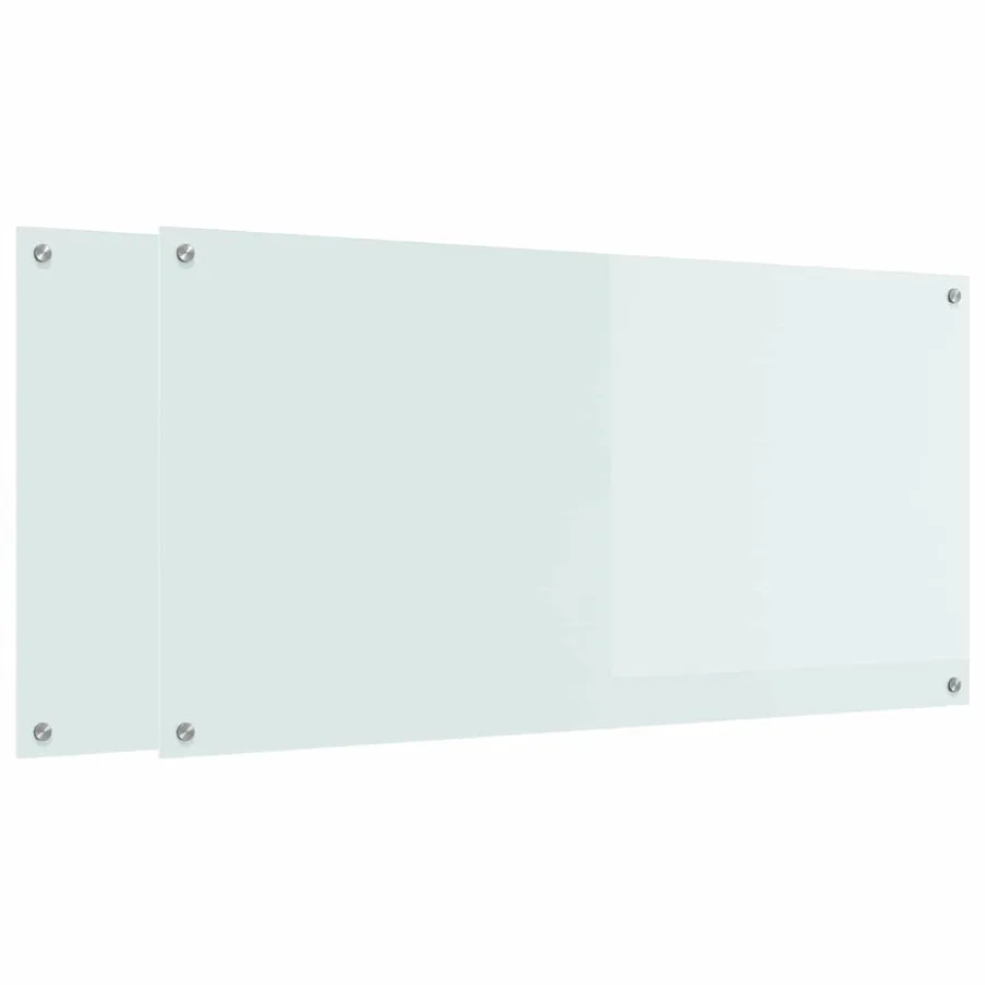 Crédence de cuisine 2 pcs Blanc 120 x 60 cm verre trempé - 2