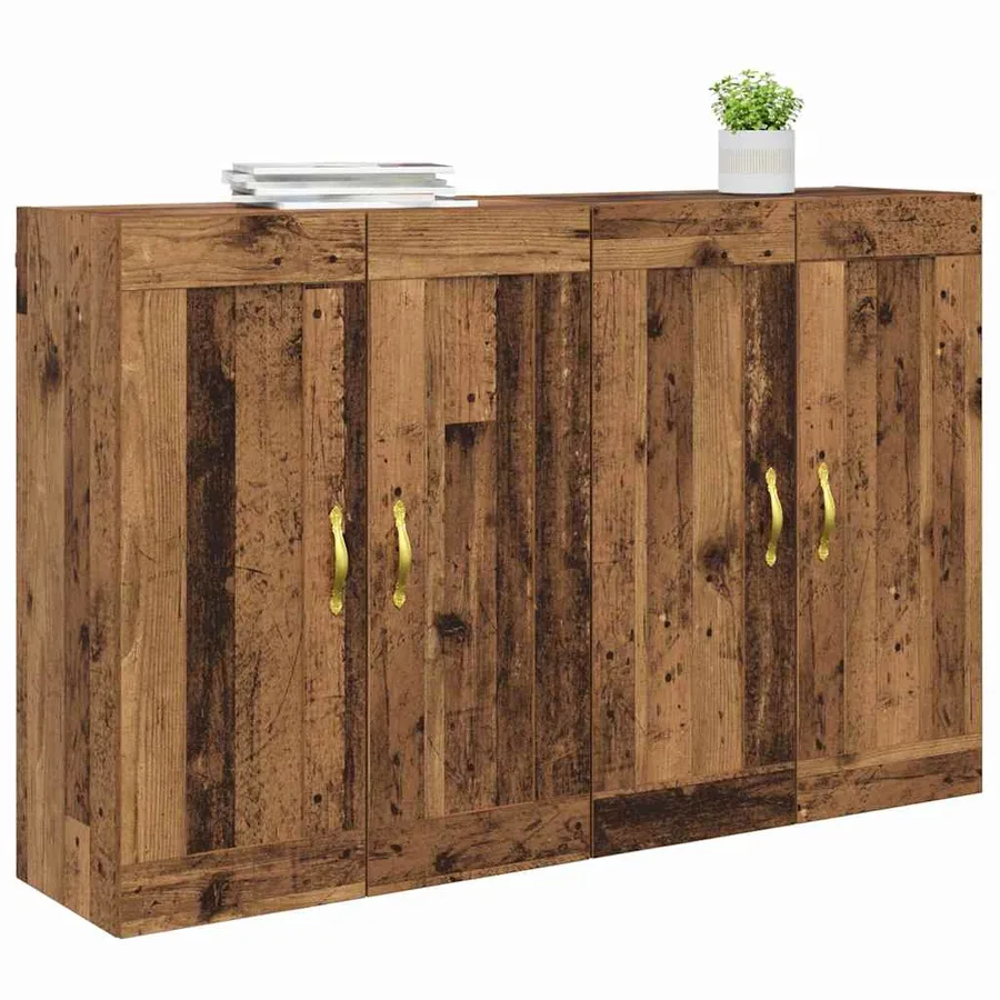 Meuble mural Montage mural 2 pcs Bois ancien 69,5 x 34 x 90 cm - 3