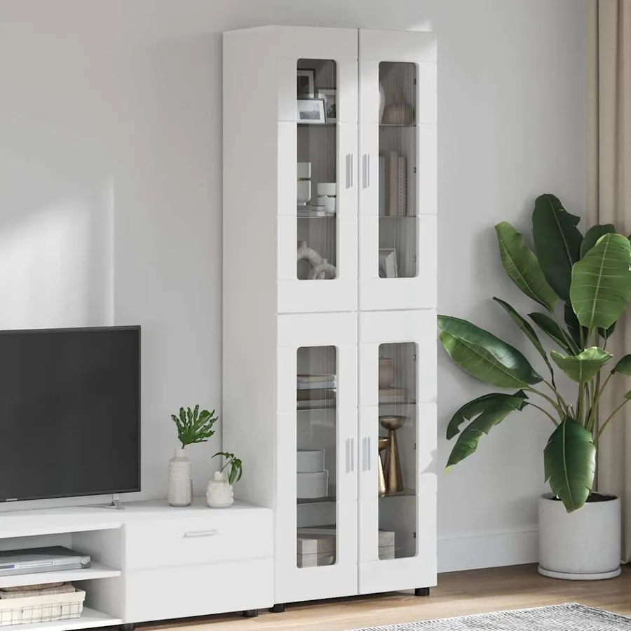Haut Armoire avec porte FLORIN Blanc brillant 60 x 35 x 182 cm