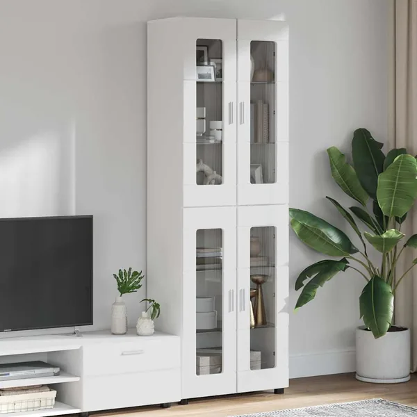 Haut Armoire avec porte FLORIN Blanc brillant 60 x 35 x 182 cm