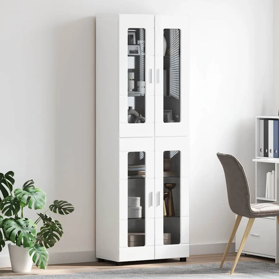 Haut Armoire avec porte FLORIN Blanc brillant 60 x 35 x 182 cm - 4