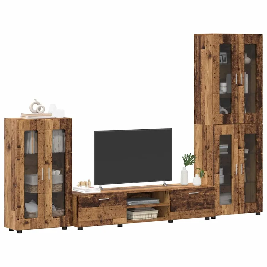 Ensemble meuble TV FLORIN 3 pcs Bois ancien Bois d'ingénierie - 3
