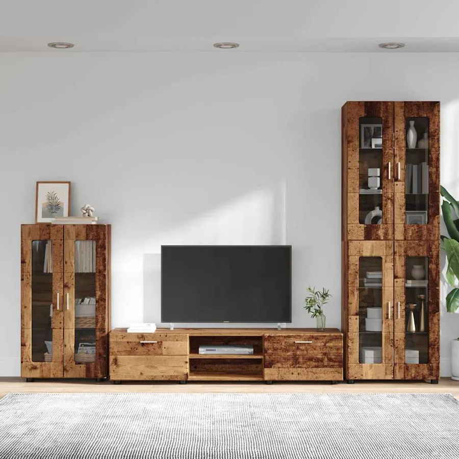 Ensemble meuble TV FLORIN 3 pcs Bois ancien Bois d'ingénierie - 4