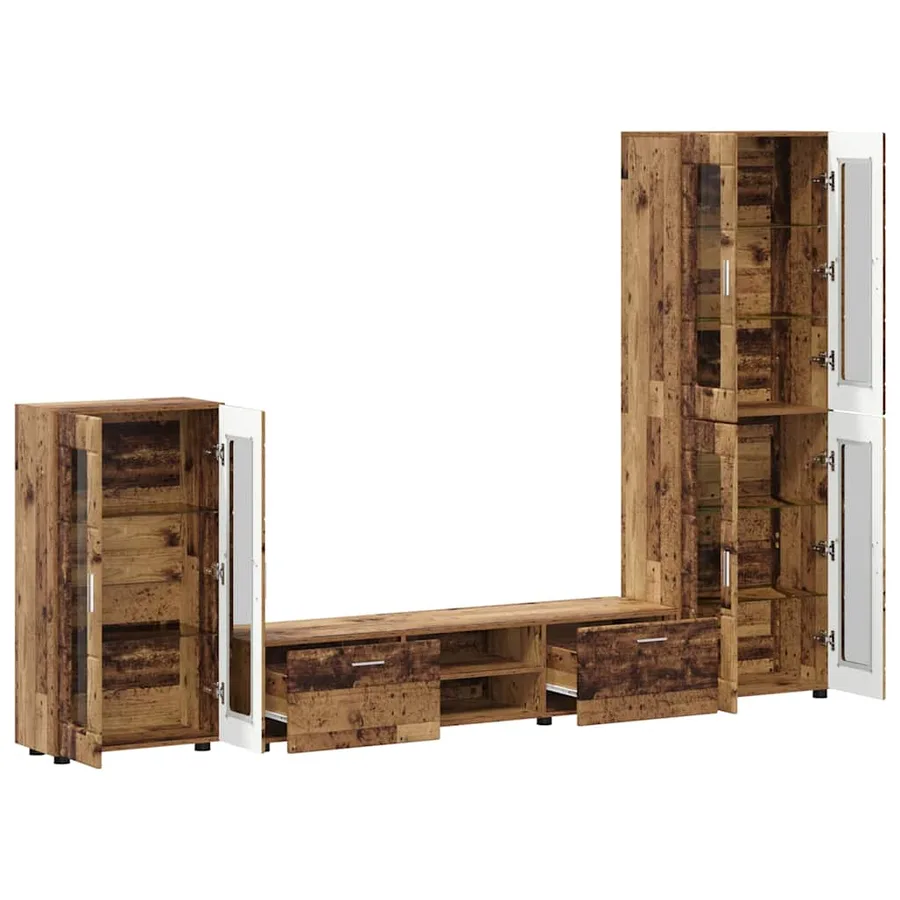 Ensemble meuble TV FLORIN 3 pcs Bois ancien Bois d'ingénierie - 5