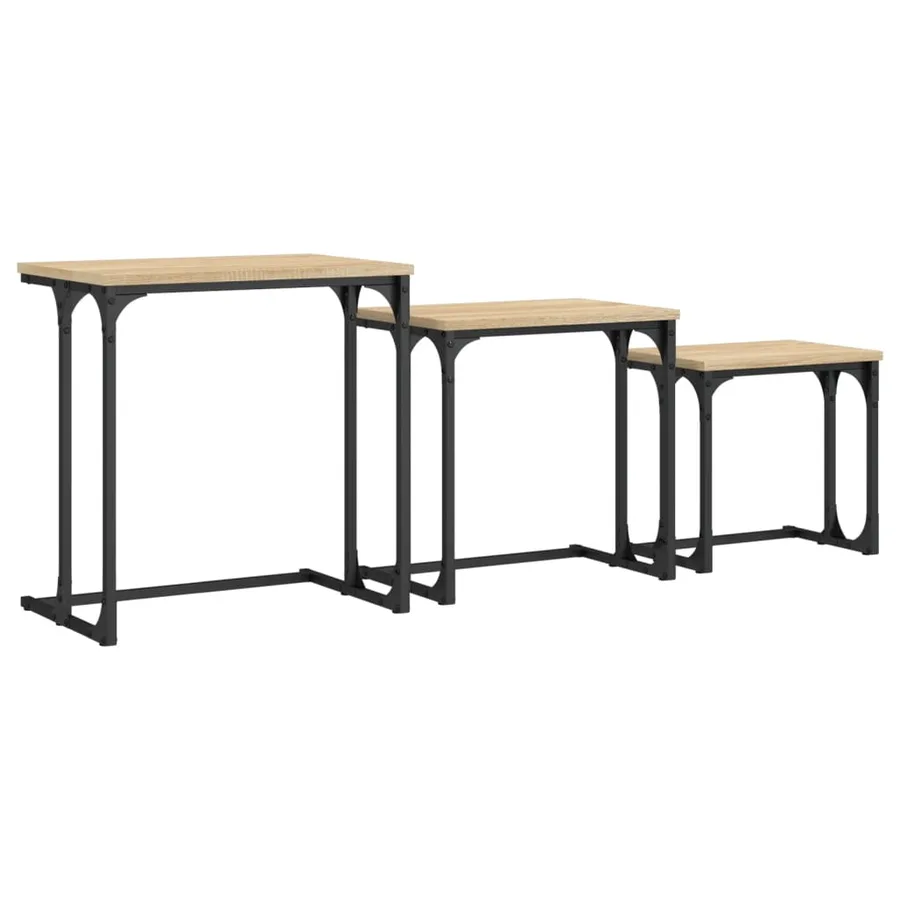 Tables basses gigognes 3 pcs chêne sonoma bois d'ingénierie - 2
