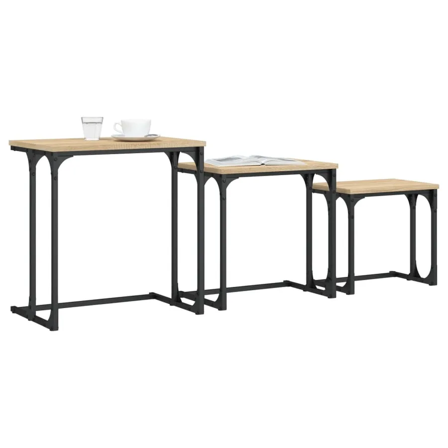 Tables basses gigognes 3 pcs chêne sonoma bois d'ingénierie - 3