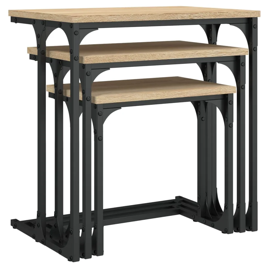 Tables basses gigognes 3 pcs chêne sonoma bois d'ingénierie - 4