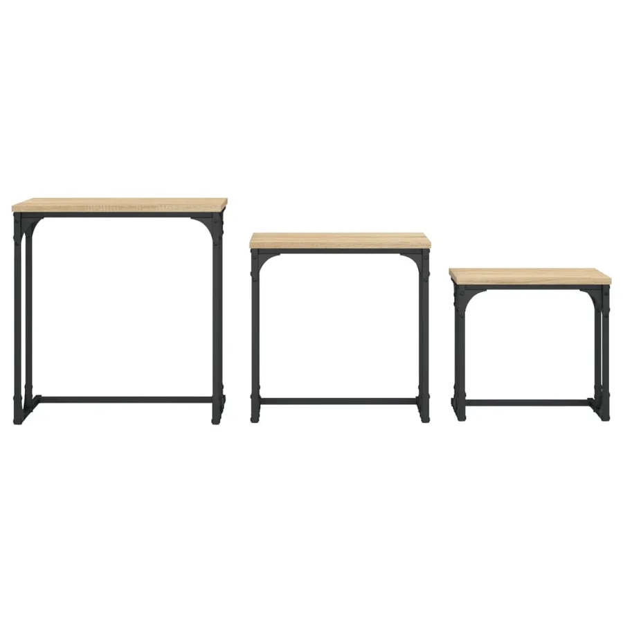 Tables basses gigognes 3 pcs chêne sonoma bois d'ingénierie - 5