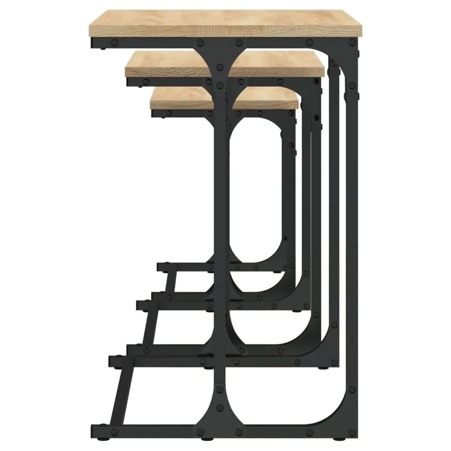 Tables basses gigognes 3 pcs chêne sonoma bois d'ingénierie - 6