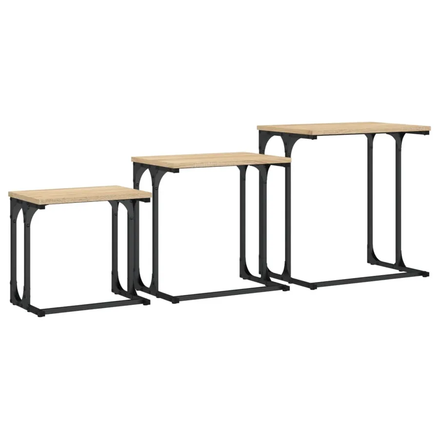 Tables basses gigognes 3 pcs chêne sonoma bois d'ingénierie - 7