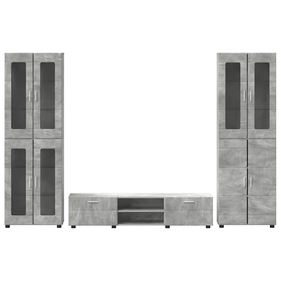Ensemble meuble TV FLORIN 3 pcs Gris béton Bois d'ingénierie - 9