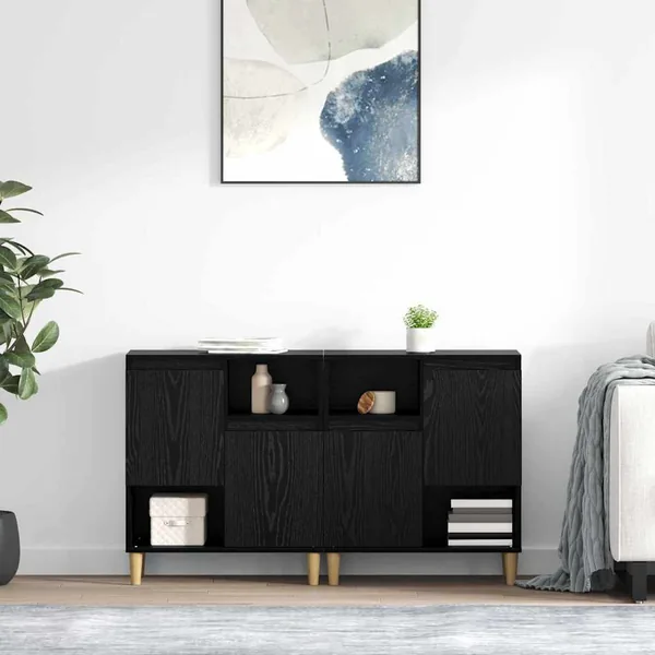 Buffets 2 pcs Chêne noir 60 x 35 x 70 cm Bois d'ingénierie