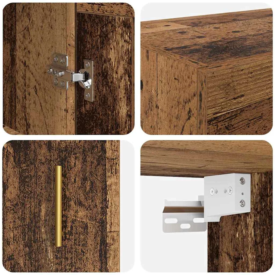 Meuble mural Montage mural 2 pcs Bois ancien 69,5 x 34 x 90 cm - 10