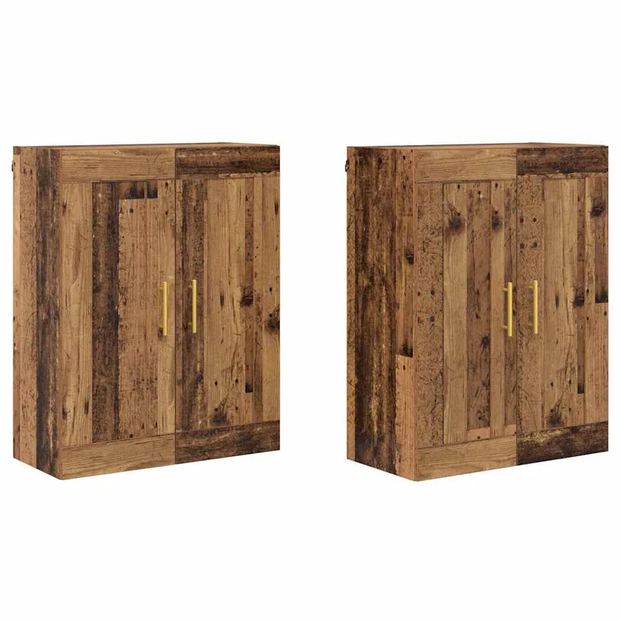 Meuble mural Montage mural 2 pcs Bois ancien 69,5 x 34 x 90 cm - 2