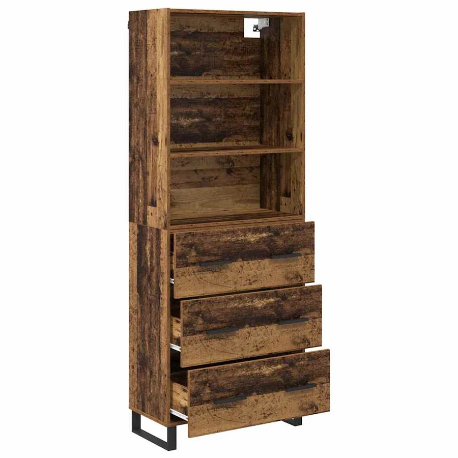 Haut Armoire avec tiroir 2 pcs Bois ancien Bois d'ingénierie - 5