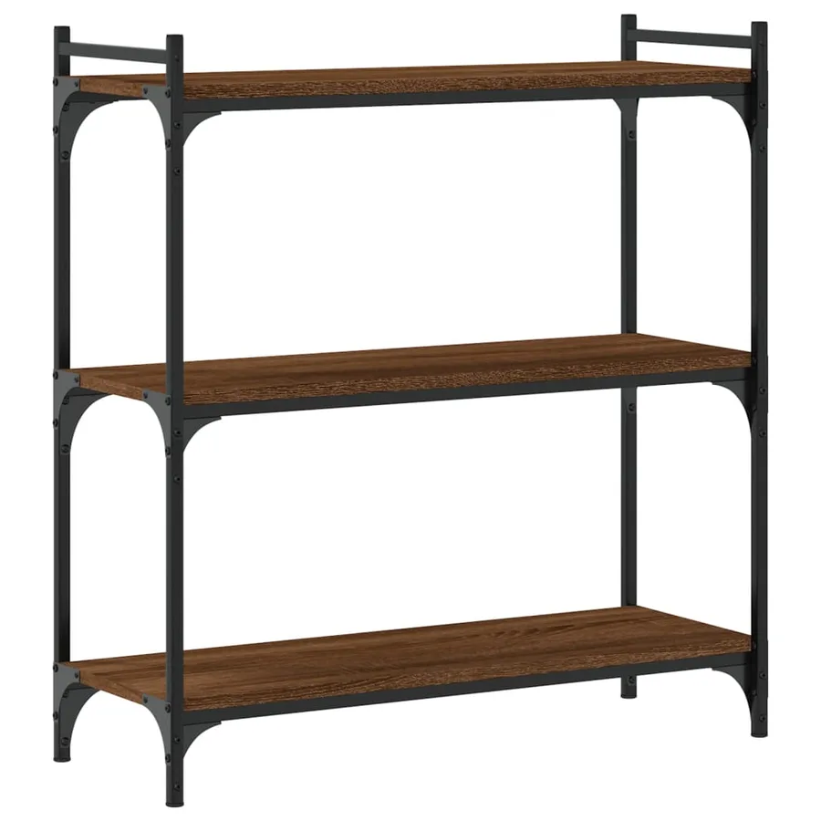 Bibliothèque 3 niveaux chêne brun 80x30x86 cm bois d'ingénierie - 2