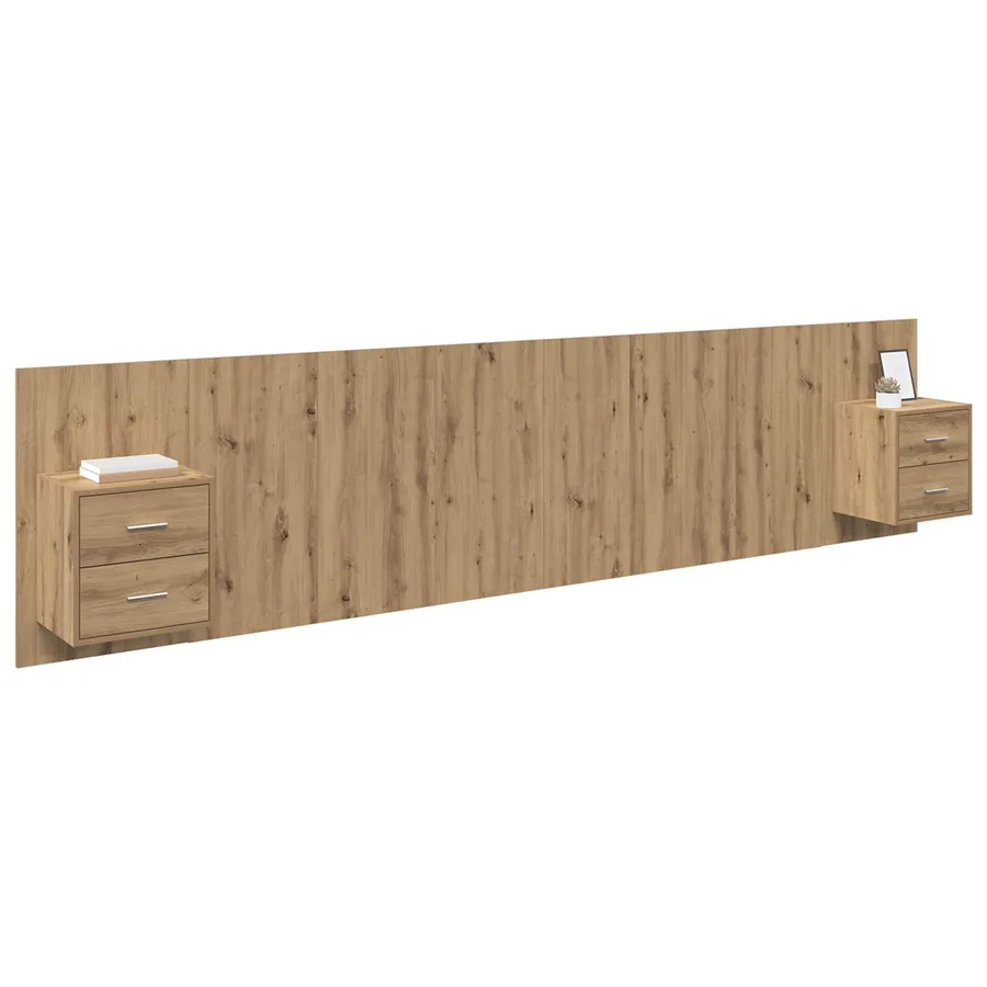 Tête de lit avec armoire 3 pcs Chêne artisanal - 3