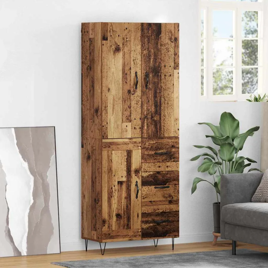 Haut Armoire avec tiroir 2 pcs Bois ancien Bois d'ingénierie