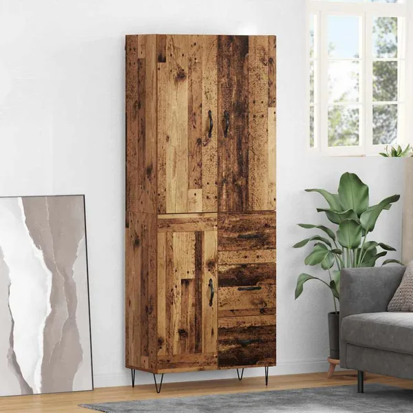 Haut Armoire avec tiroir 2 pcs Bois ancien Bois d'ingénierie