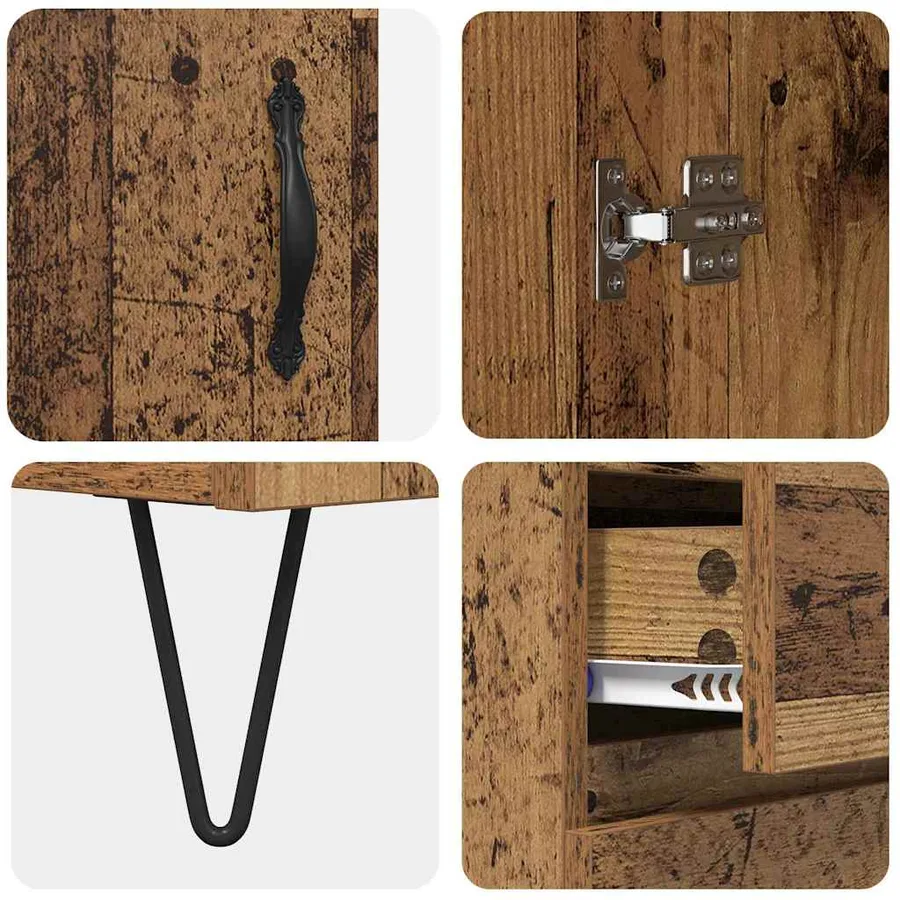 Haut Armoire avec tiroir 2 pcs Bois ancien Bois d'ingénierie - 11