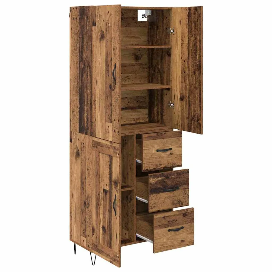 Haut Armoire avec tiroir 2 pcs Bois ancien Bois d'ingénierie - 5