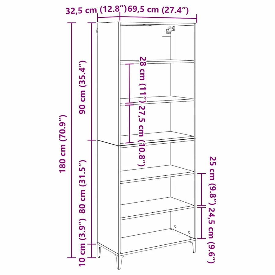 Haut Armoire Bois Ancien 69,5 x 34 x 180 cm Bois d'ingénierie - 13