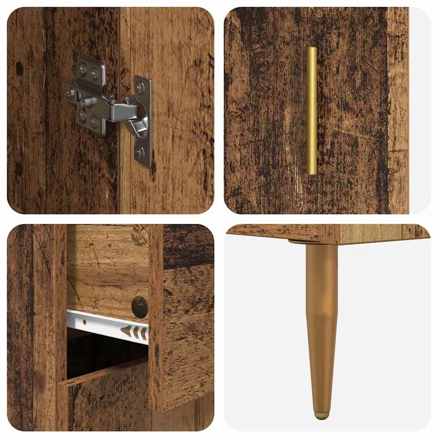 Haut Armoire avec tiroir 2 pcs Bois ancien Bois d'ingénierie - 11