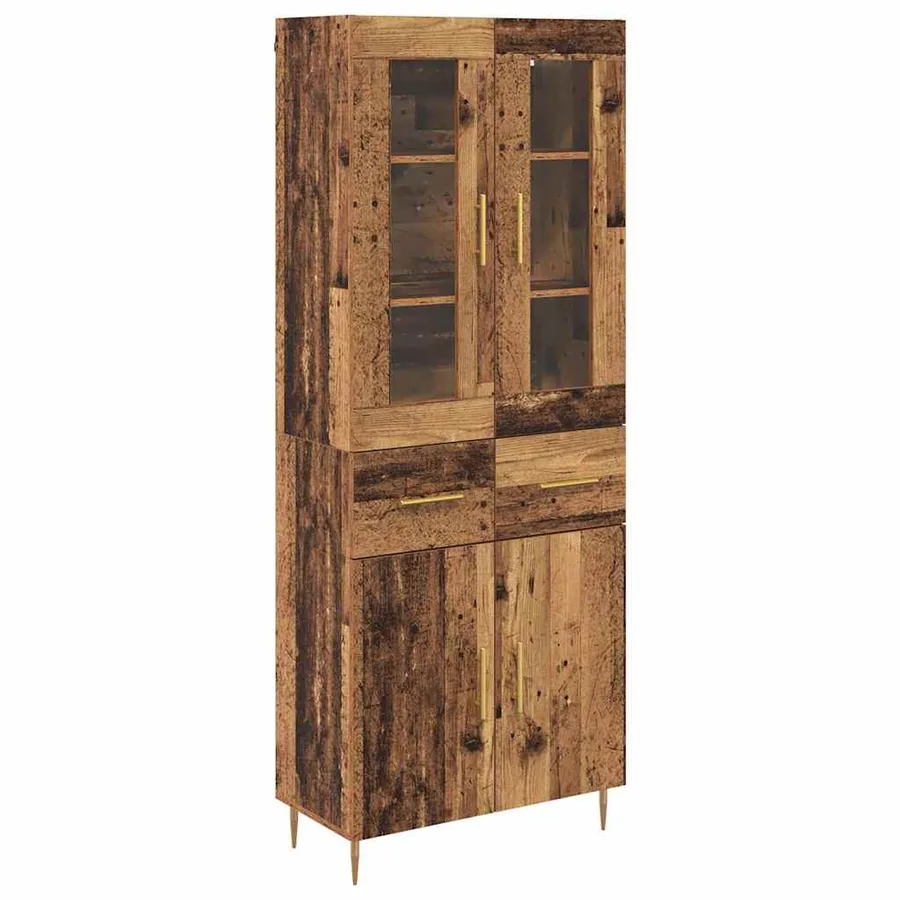 Haut Armoire avec tiroir 2 pcs Bois ancien Bois d'ingénierie - 2