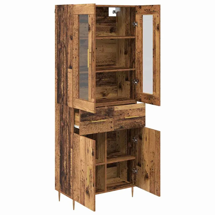 Haut Armoire avec tiroir 2 pcs Bois ancien Bois d'ingénierie - 5
