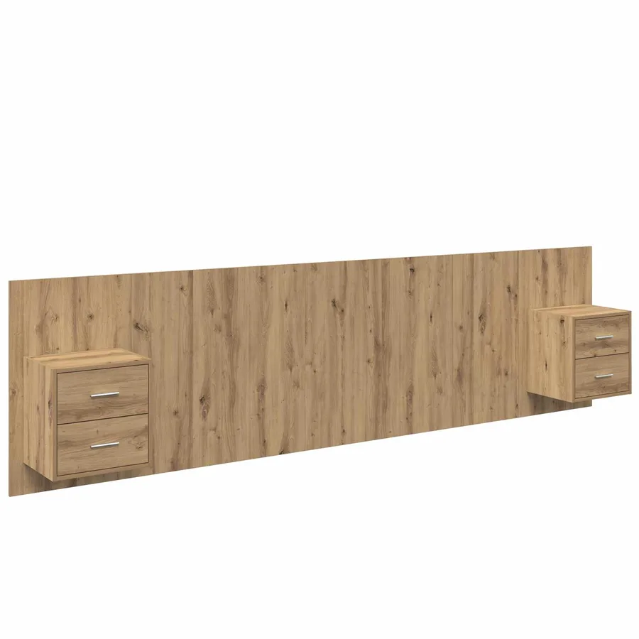 Tête de lit avec armoire 3 pcs Chêne artisanal - 2
