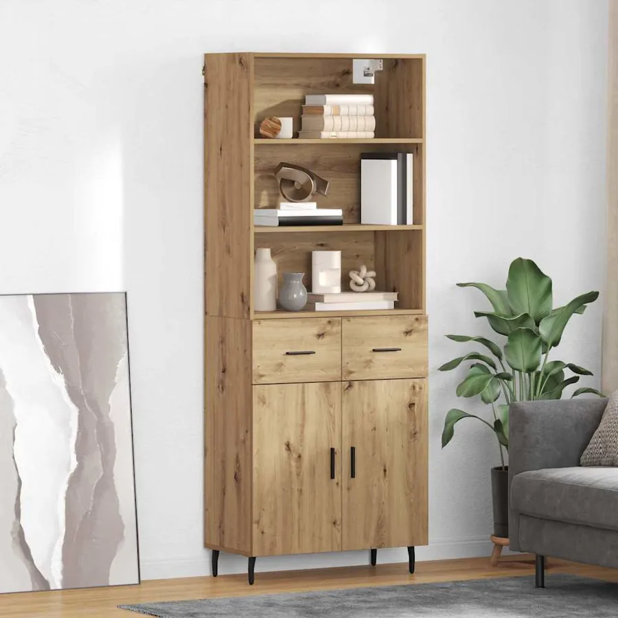 Haut Armoire 2 pcs Chêne artisanal 69,5 x 32,5 x 180 cm