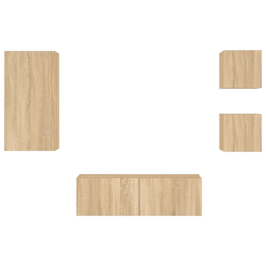 Meuble TV muraux 4 pcs avec lumières LED chêne sonoma - 7