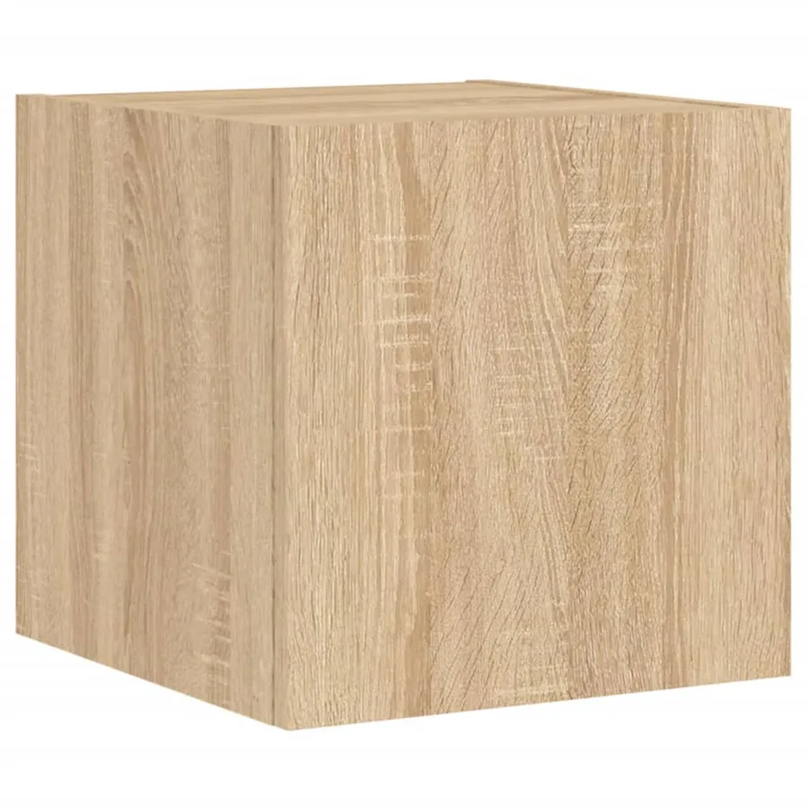 Meuble TV muraux 4 pcs avec lumières LED chêne sonoma - 8