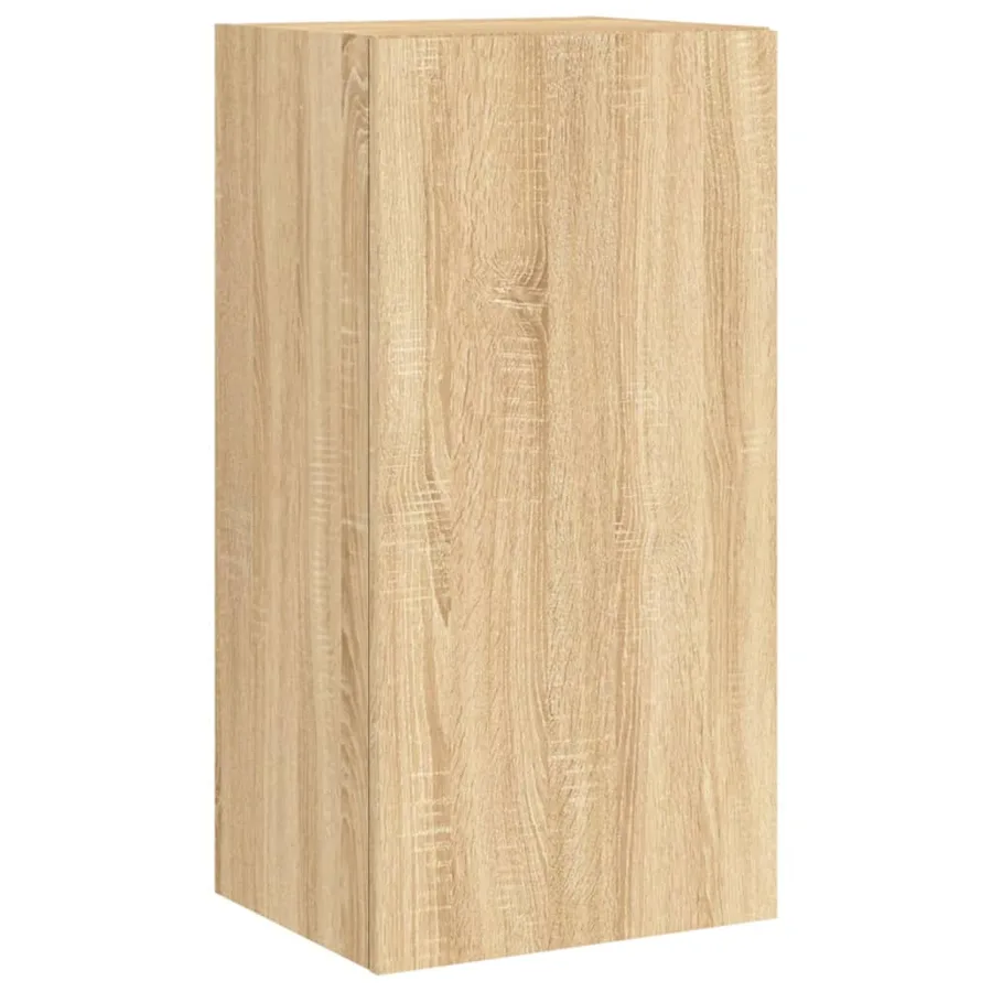 Meuble TV muraux 4 pcs avec lumières LED chêne sonoma - 9