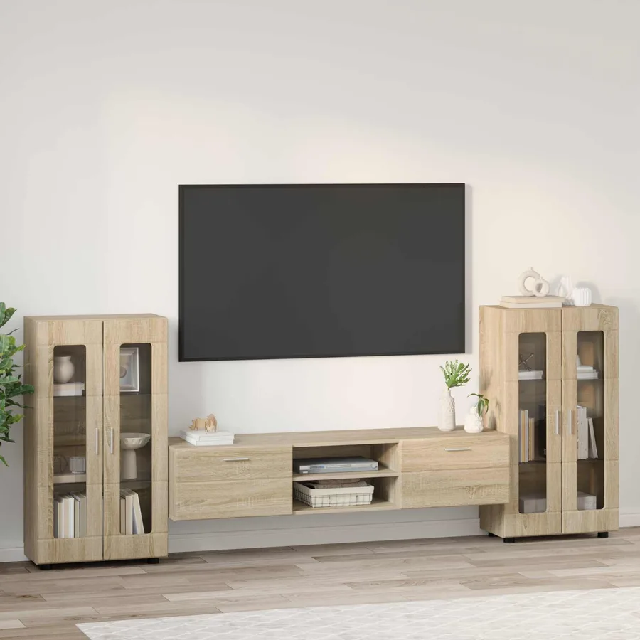 Ensemble meuble TV FLORIN 3 pcs Chêne Sonoma Bois d'ingénierie - 4